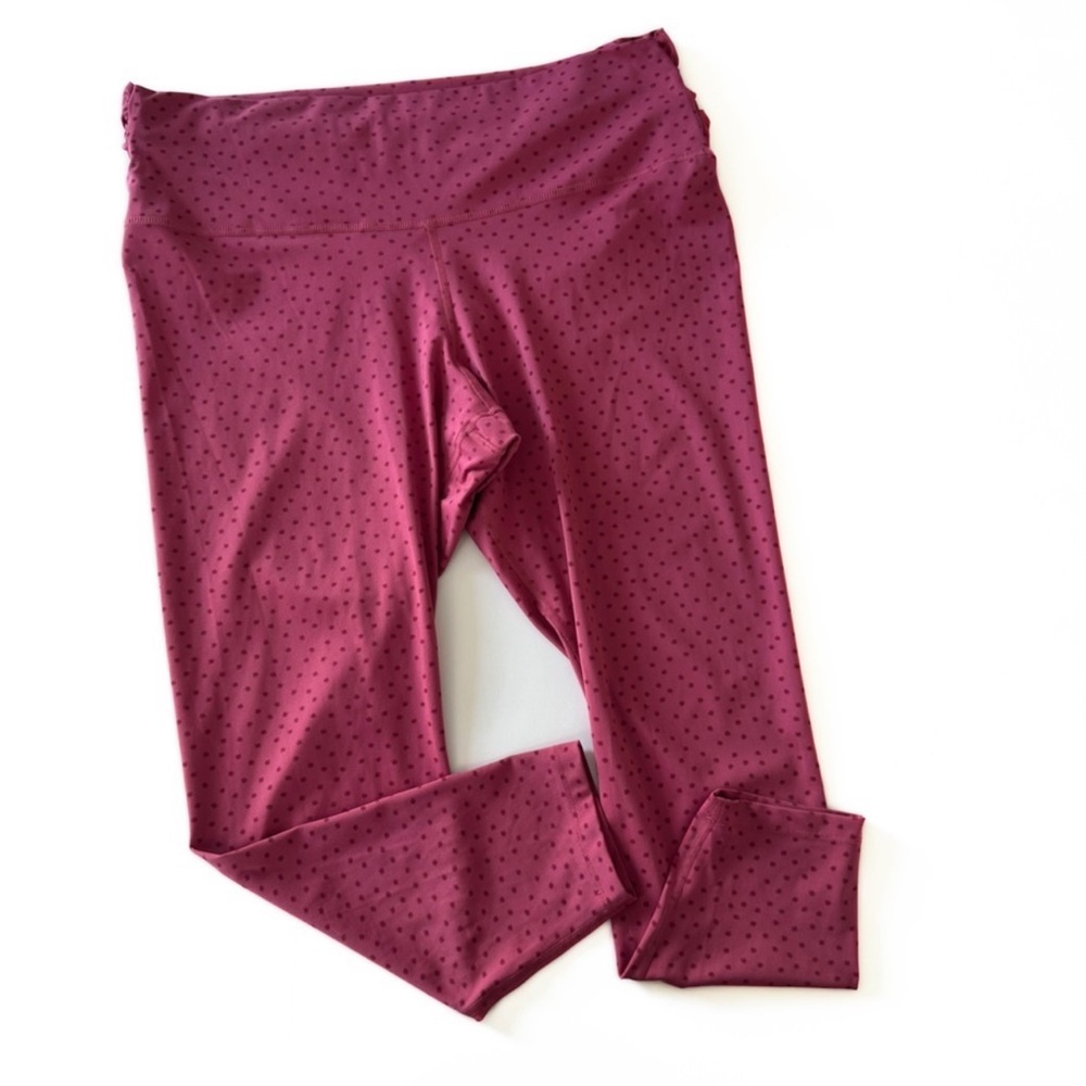 Nike Yoga Twist Front 7/8 Pink Polka Dot Crop Leggings Womens XXL Dri-Fit